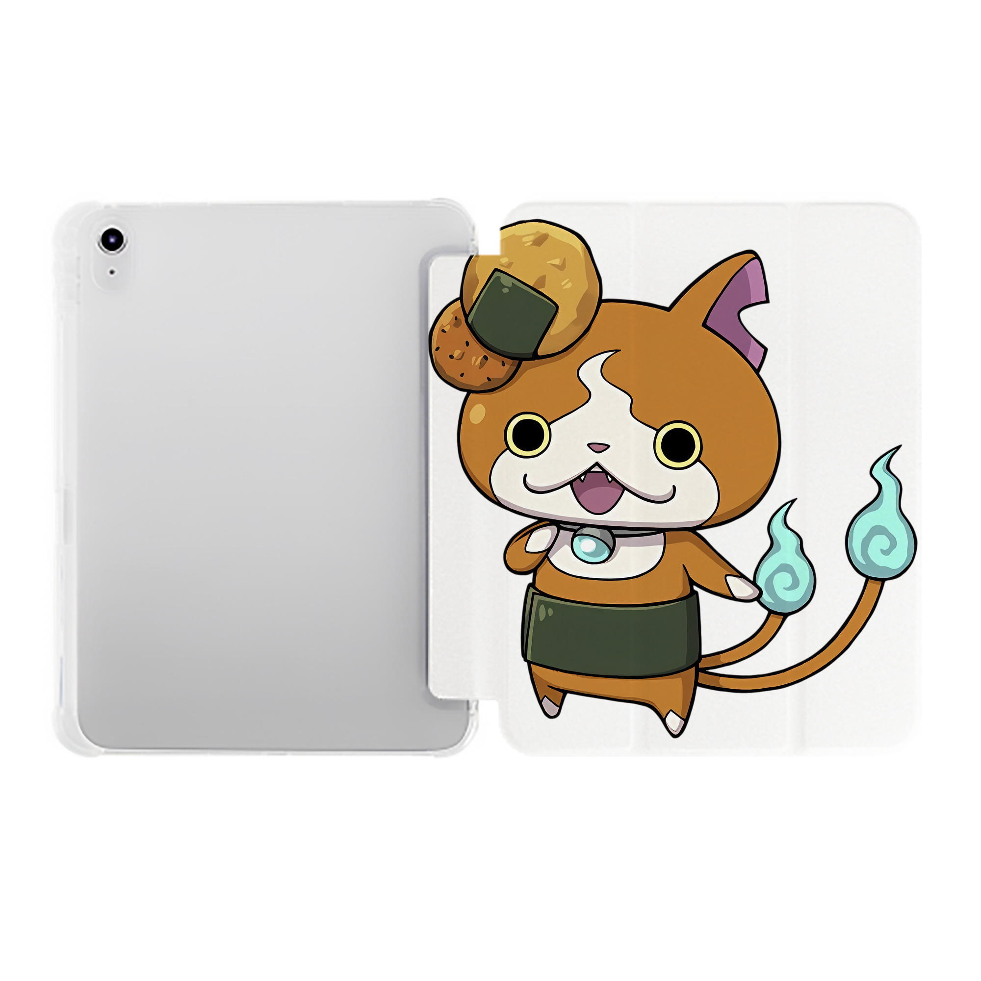 （画像用） 妖怪ウォッチ Yo-kai Watch IPad ケース ペン収納付き 三つ折りスタンド PUレザー×シリコン 対応機種9.5/10.5/10.9インチ
